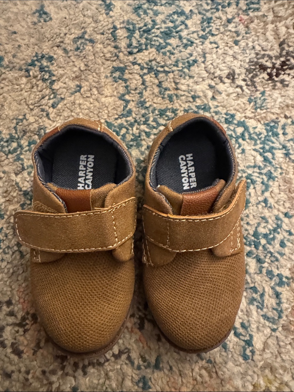 Harper Canyon Toddler Tan Slip-On Sneakers with Velcro Strap